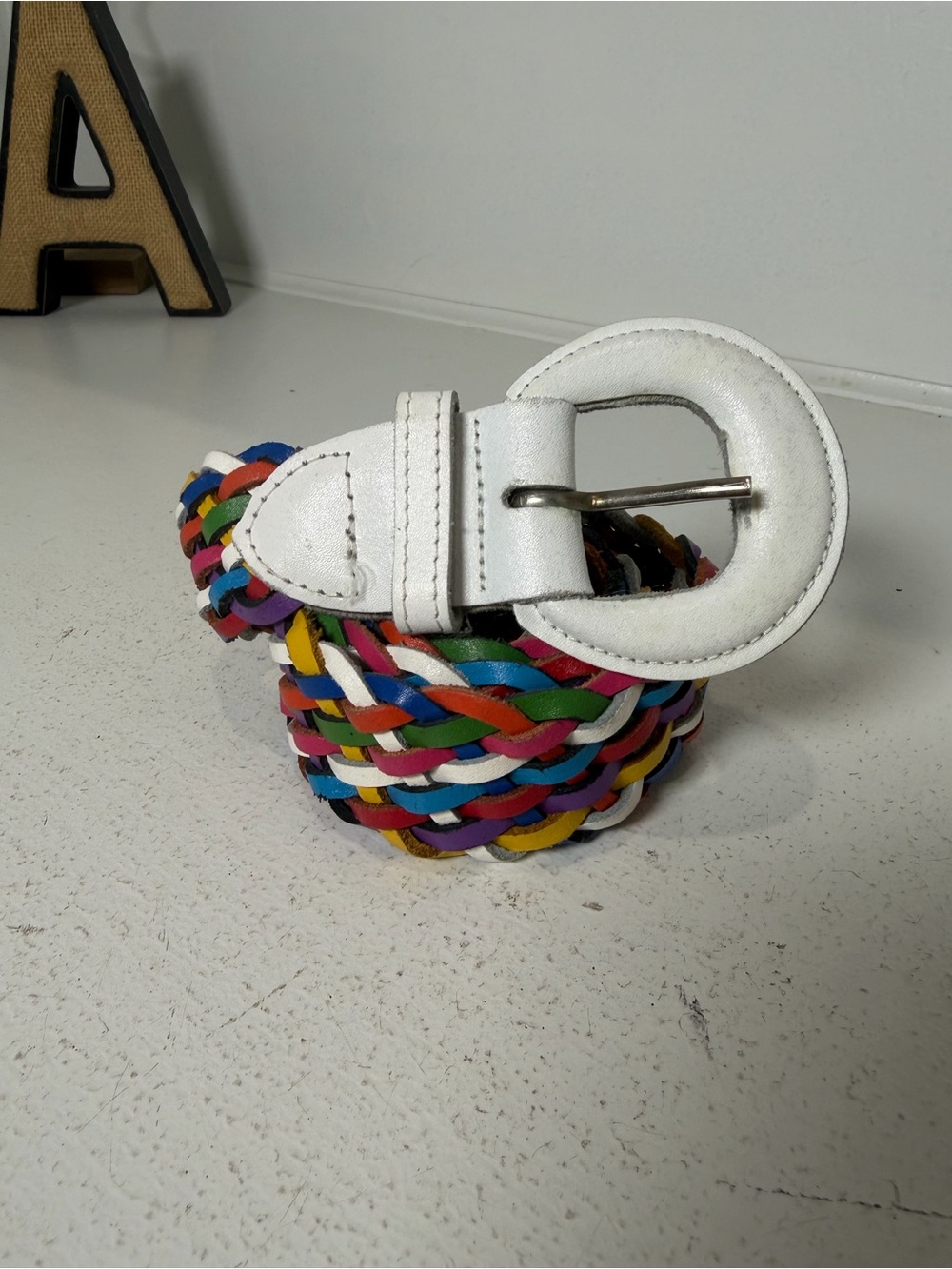 Capezio Medium Rainbow Braided Leather Belt Vintage Y2K Made Argentina